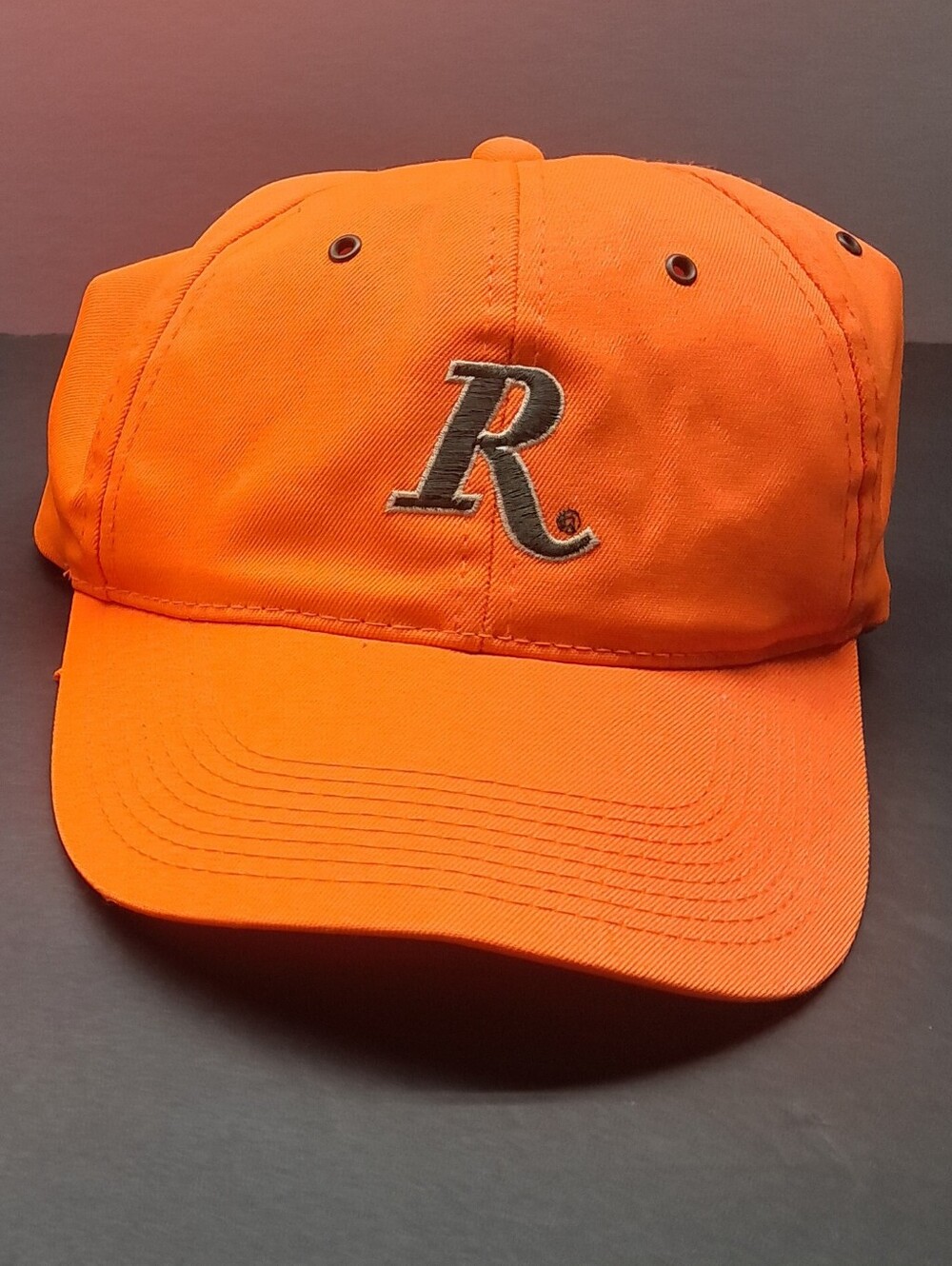 Vintage 90s Remington Hunting Hat Blaze Orange R Logo Signatures Strapback Cap